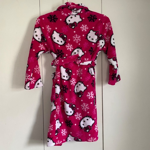 Hello Kitty Pink Plush Fleece Hooded Robe — Youth Size Small - Picture 4 of 4